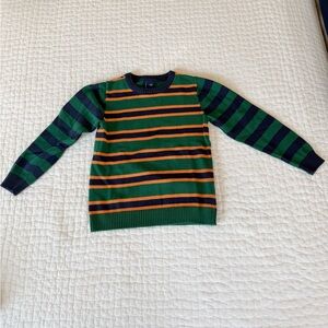 Striped Crewneck Sweater - Green, Navy & Orange